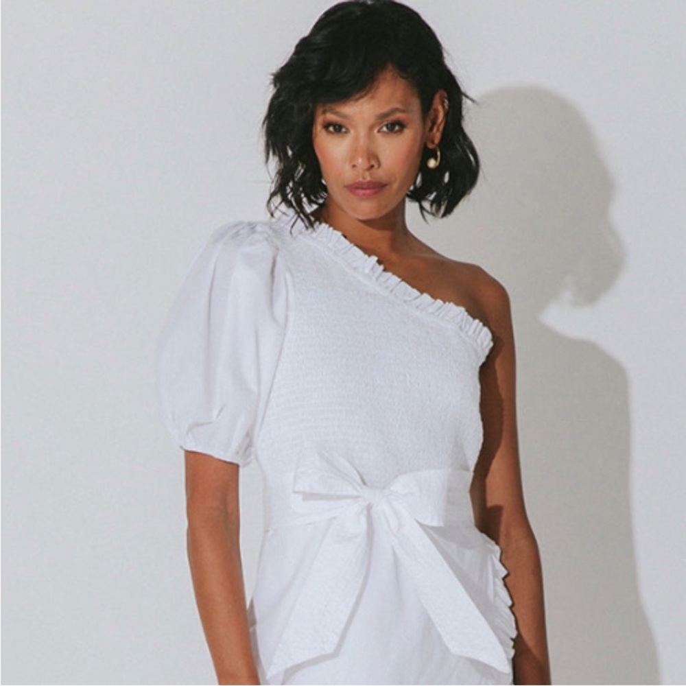 Cleobella Cassidy Mini Dress White One-Shoulder